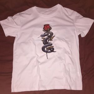 Plain White Rose Snake T-Shirt